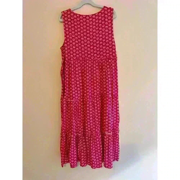 J. Crew 100% Viscose Pink Floral V-Neck Midi Dress Size 4 - Picture 3 of 7